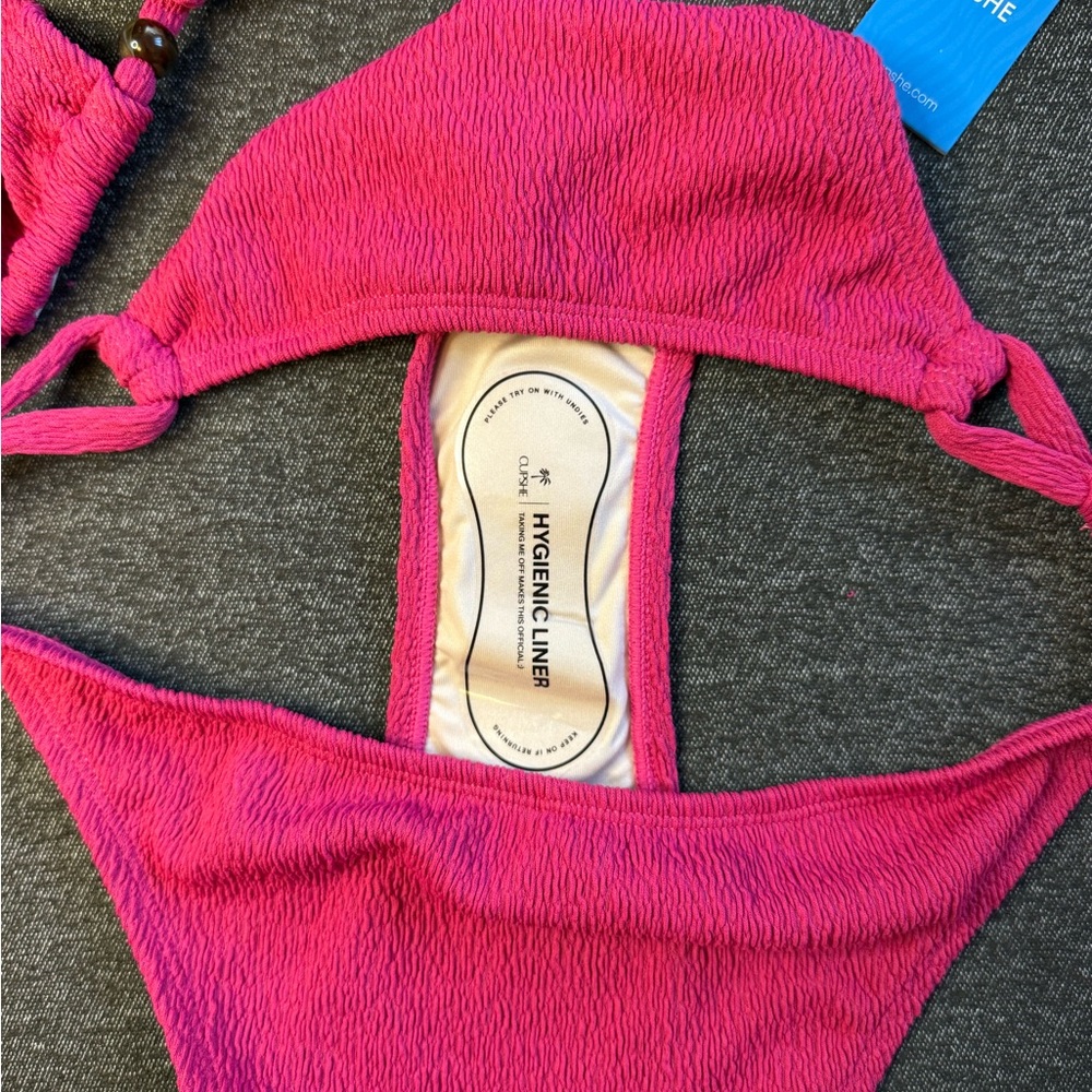 Cupshe Magenta Textured Triangle Bikini Set - Picture 6 of 6